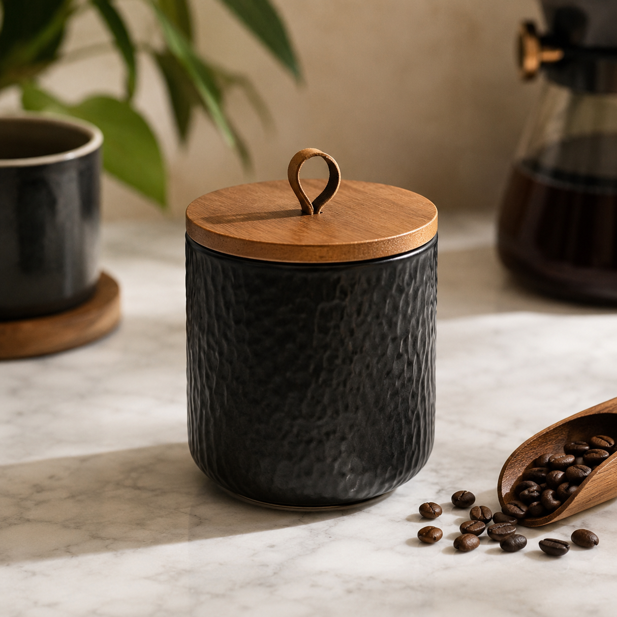 Airtight Kitchen Jar Rock Texture Finish Countertop Storage Container