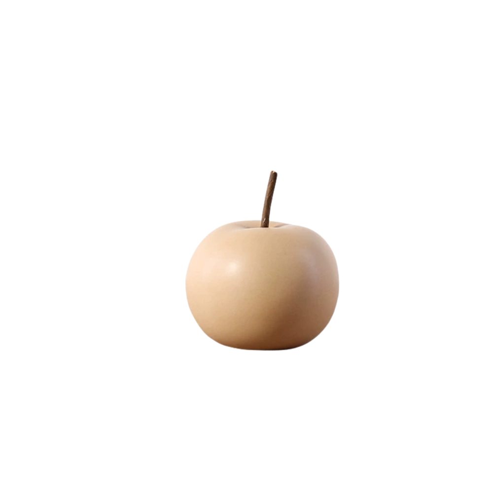 Ceramic Apple Sculpture, Enamel Coating, Apple Shape, Glossy Finish