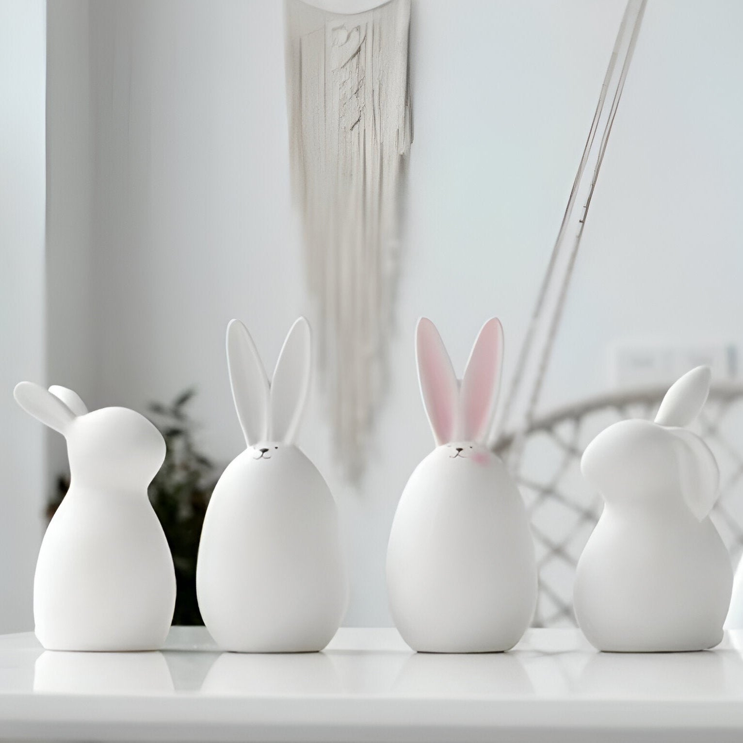 Bunny Figurine Minimalist White Decorative Accent