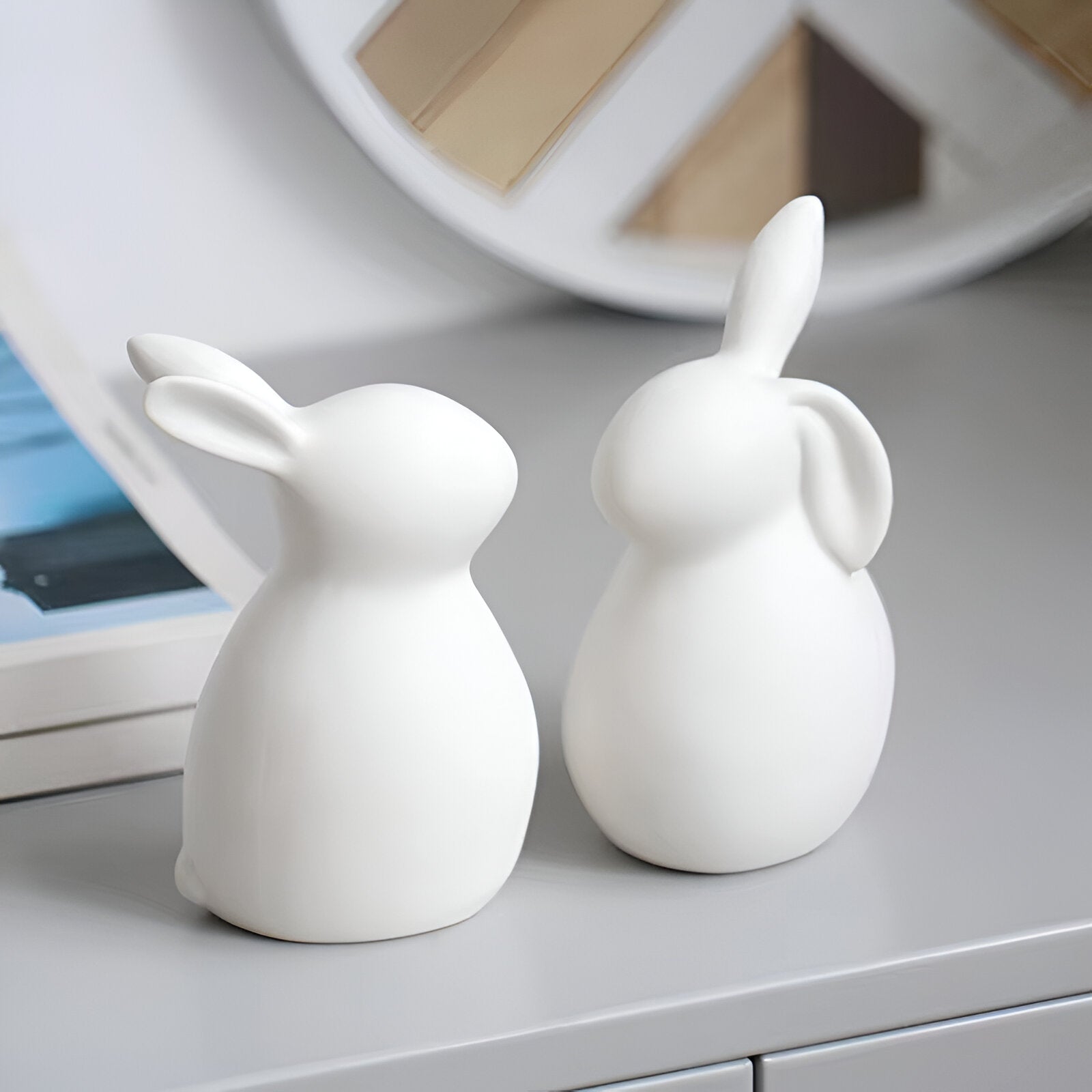 Bunny Figurine Minimalist White Decorative Accent