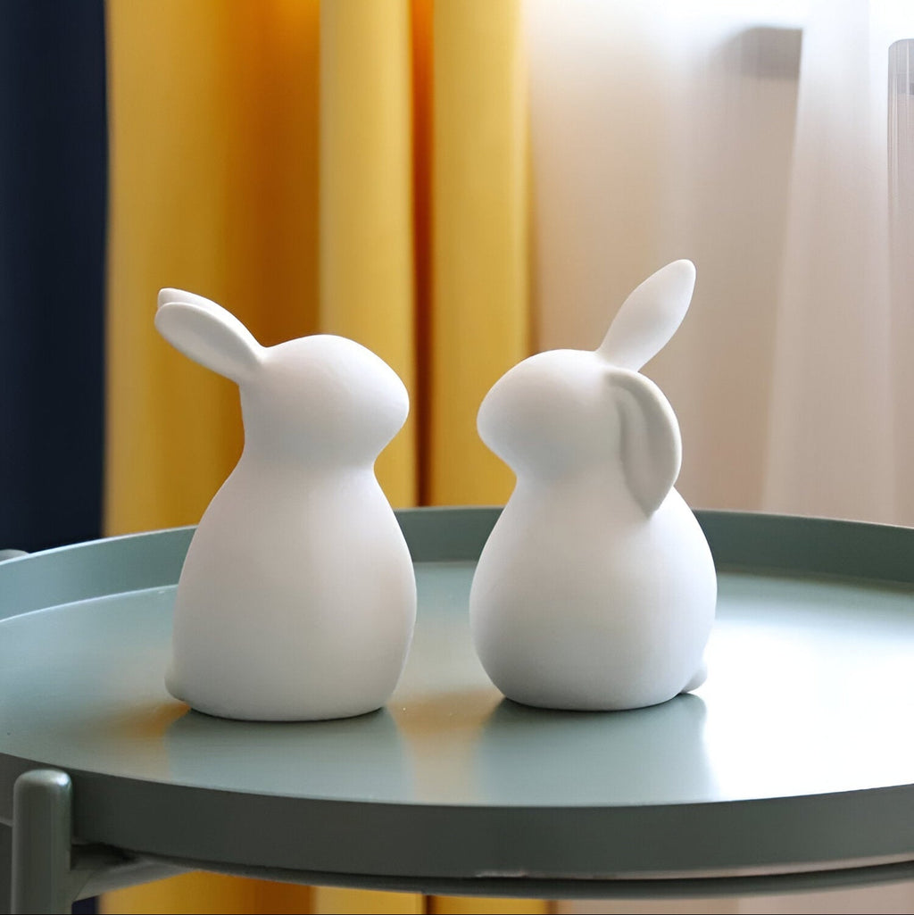 Bunny Figurine Minimalist White Decorative Accent