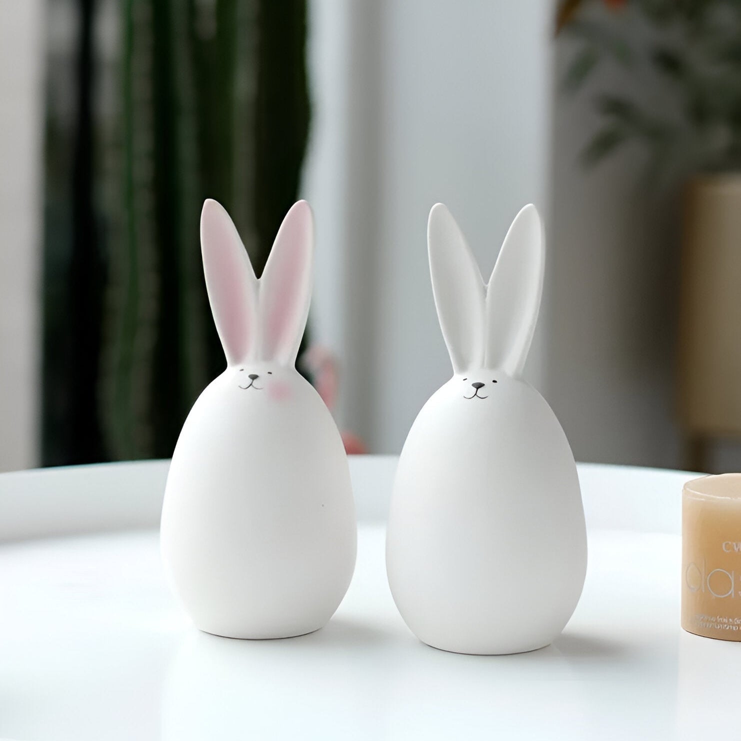 Bunny Figurine Minimalist White Decorative Accent