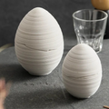 Egg-Shaped Lidded Bowl, Ceramic, Brushed Finish, Solid Color