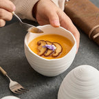 Egg-Shaped Lidded Bowl, Ceramic, Brushed Finish, Solid Color