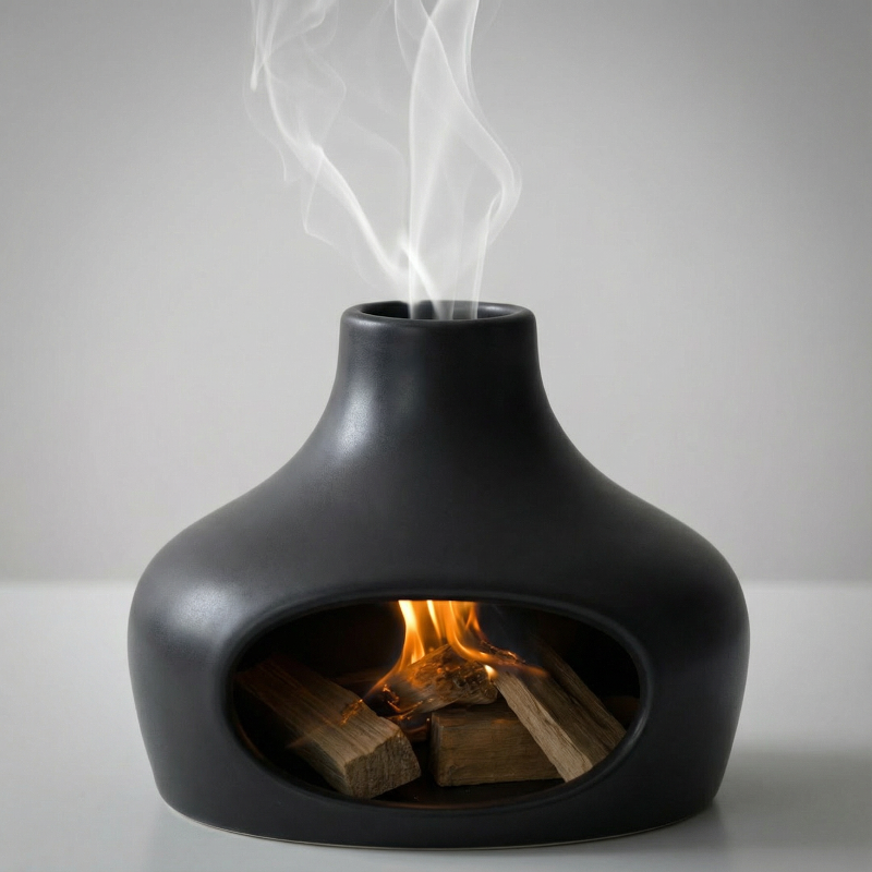 Incense Burner Ceramic Sage and Wood Burning Holder