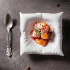 Ceramic Appetizer Plate Pillow Design Glazed Surface Black White 6 Inch 8 Inch