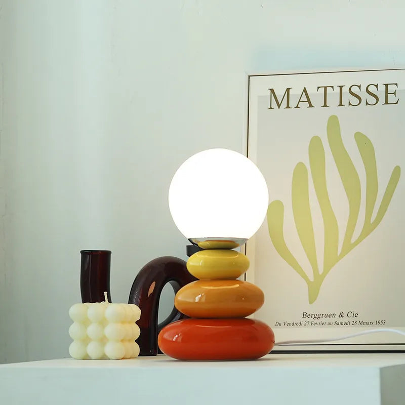 Table Lamp Ceramic USB Powered LED Compatible Bedside Desk Lighting