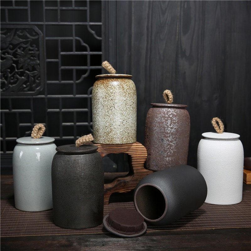Ceramic Tea Canister with Lid Heat Resistant Compact Storage Container