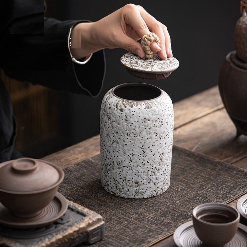 Ceramic Tea Canister with Lid Heat Resistant Compact Storage Container
