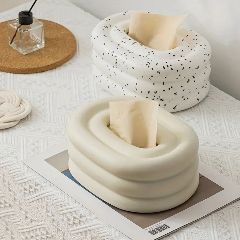 Ceramic Tissue Box Holder Wind Ring Design Decorative Cover