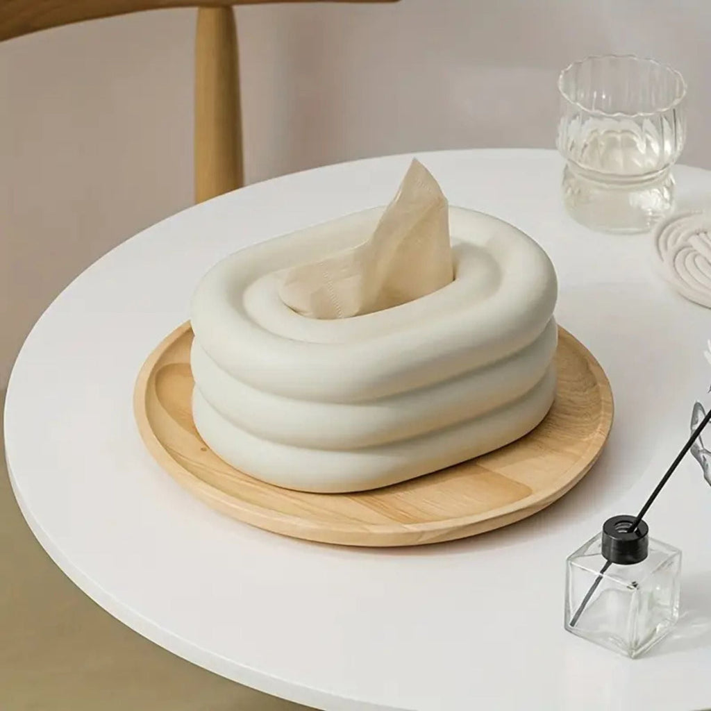 Ceramic Tissue Box Holder Wind Ring Design Decorative Cover