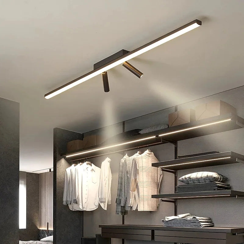 Cestia: Linear LED Ceiling Light in Black – for Living Room & Bedroom