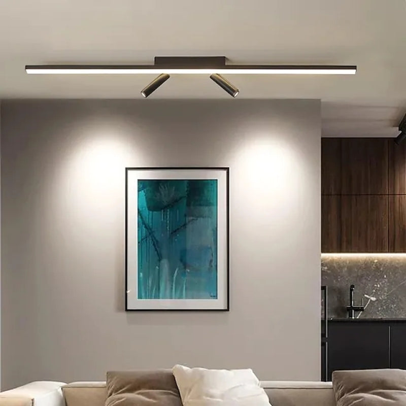 Cestia: Linear LED Ceiling Light in Black – for Living Room & Bedroom