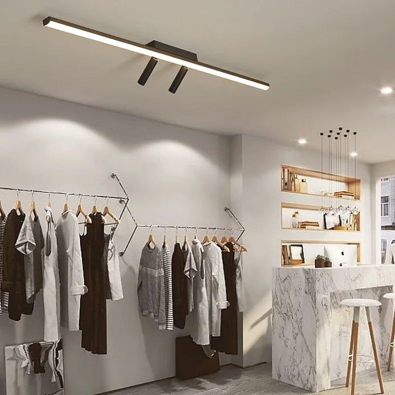 Cestia: Linear LED Ceiling Light in Black – for Living Room & Bedroom