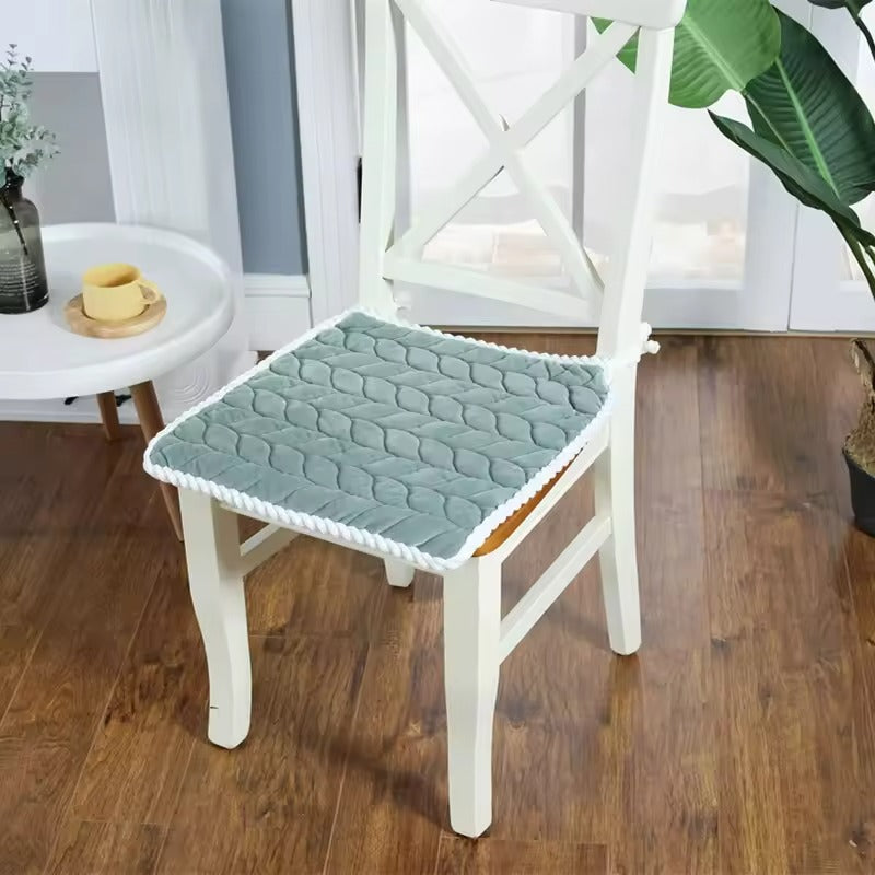 Quilted Chair Seat Cushion Microfiber Blend Zippered Cover