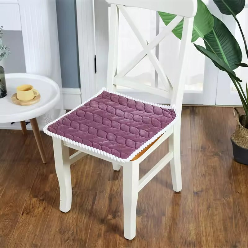 Quilted Chair Seat Cushion Microfiber Blend Zippered Cover