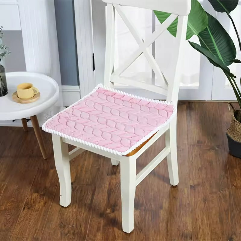 Quilted Chair Seat Cushion Microfiber Blend Zippered Cover