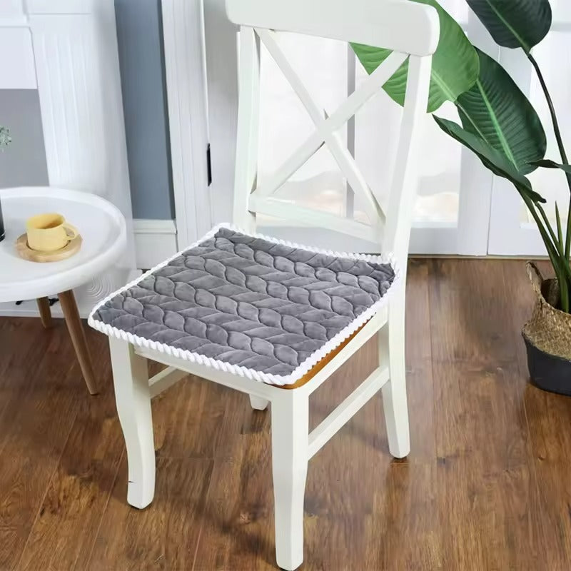 Quilted Chair Seat Cushion Microfiber Blend Zippered Cover