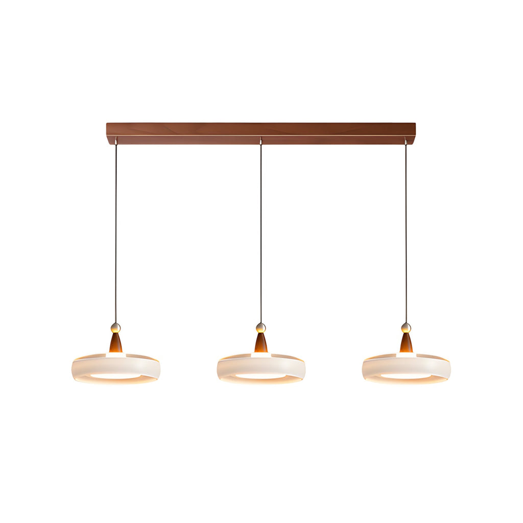 Champagne Linear 3-Light Glass Pendant with Wood-Grain Finish