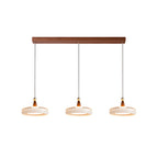 Champagne Linear 3-Light Glass Pendant with Wood-Grain Finish