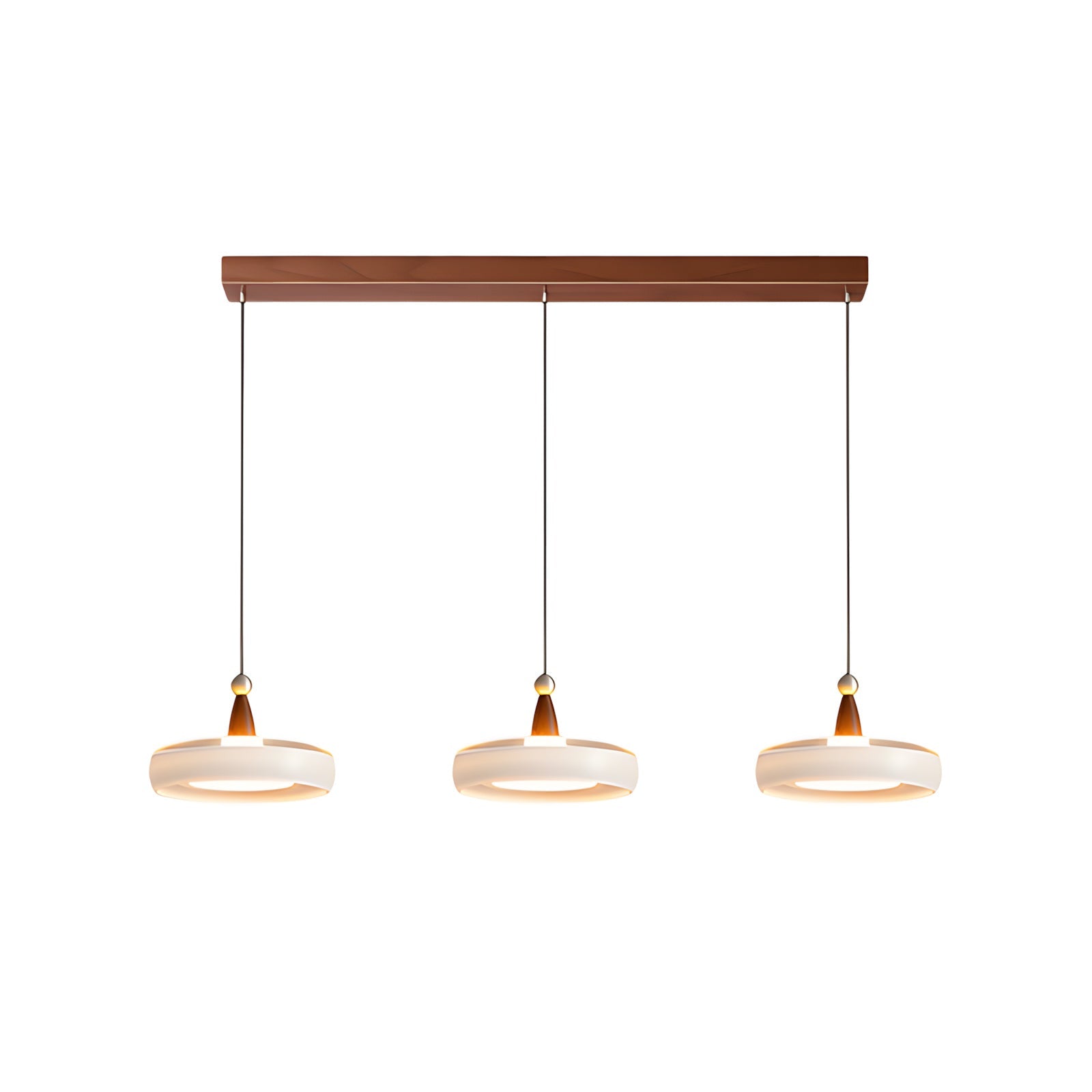 Champagne Linear 3-Light Glass Pendant with Wood-Grain Finish