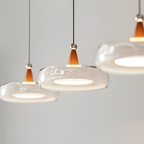 Champagne Linear 3-Light Glass Pendant with Wood-Grain Finish