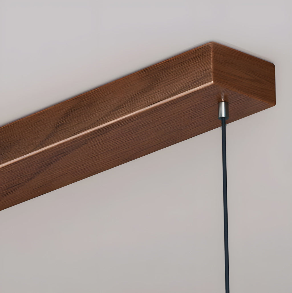 Champagne Linear 3-Light Glass Pendant with Wood-Grain Finish