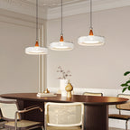 Champagne Linear 3-Light Glass Pendant with Wood-Grain Finish