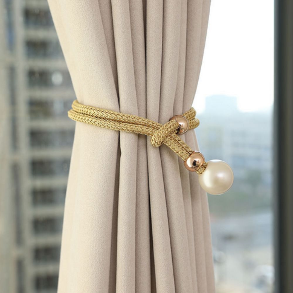 CharmePearl: Elegant Curtain Holder in Pearl Look – Stylish Accessory for Living Room & Bedroom (Set of 2)