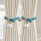CharmePearl: Elegant Curtain Holder in Pearl Look – Stylish Accessory for Living Room & Bedroom (Set of 2)