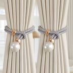 CharmePearl: Elegant Curtain Holder in Pearl Look – Stylish Accessory for Living Room & Bedroom (Set of 2)