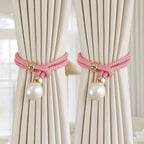 CharmePearl: Elegant Curtain Holder in Pearl Look – Stylish Accessory for Living Room & Bedroom (Set of 2)