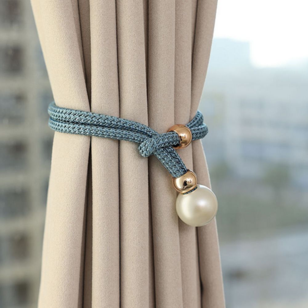 CharmePearl: Elegant Curtain Holder in Pearl Look – Stylish Accessory for Living Room & Bedroom (Set of 2)