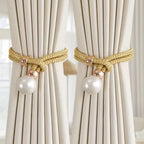 CharmePearl: Elegant Curtain Holder in Pearl Look – Stylish Accessory for Living Room & Bedroom (Set of 2)