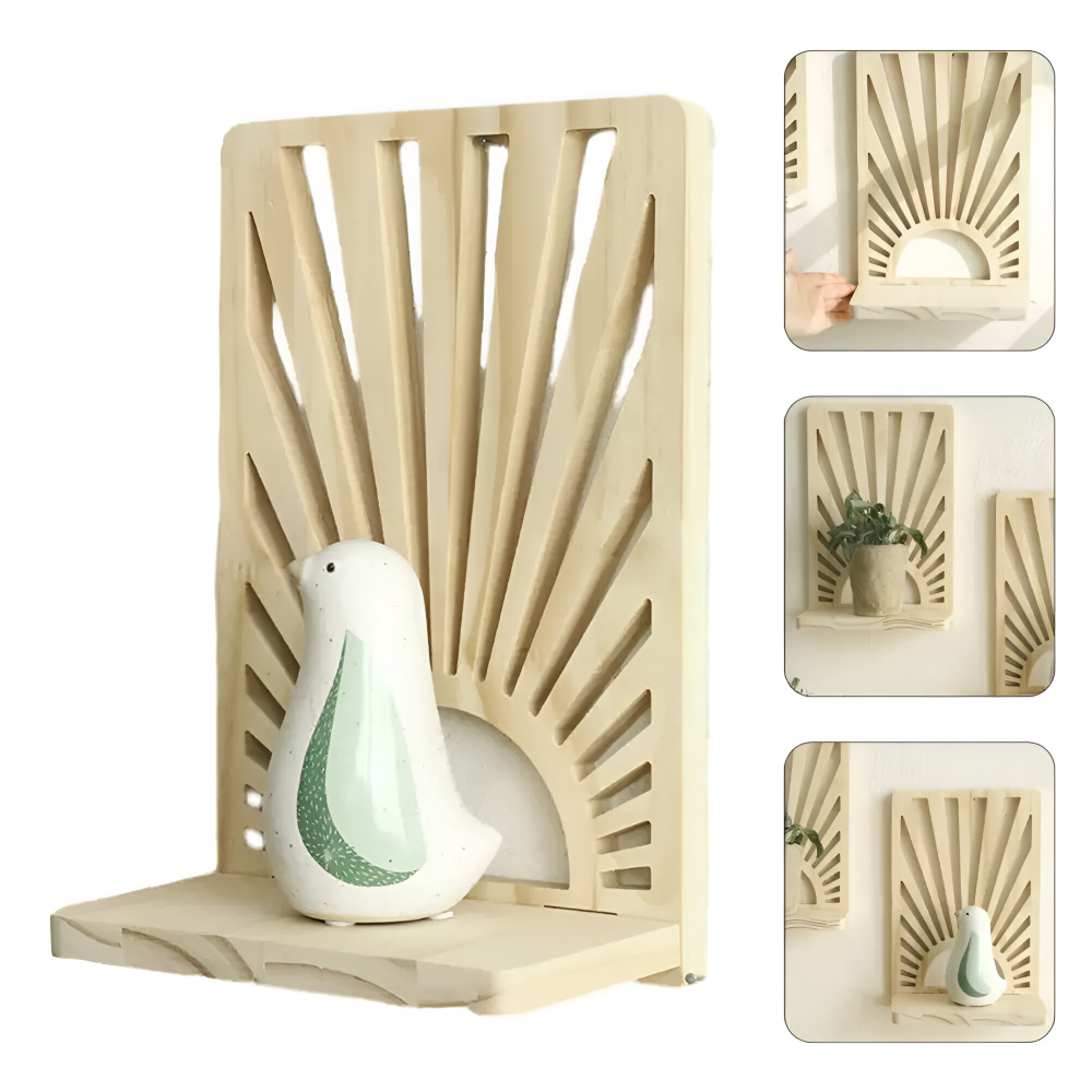 Solmiro – Wooden Sunbeam Wall Shelf