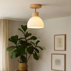 Ailsa Ceiling Lamp | Natural Wood & Glass, Soft Ambient Lighting