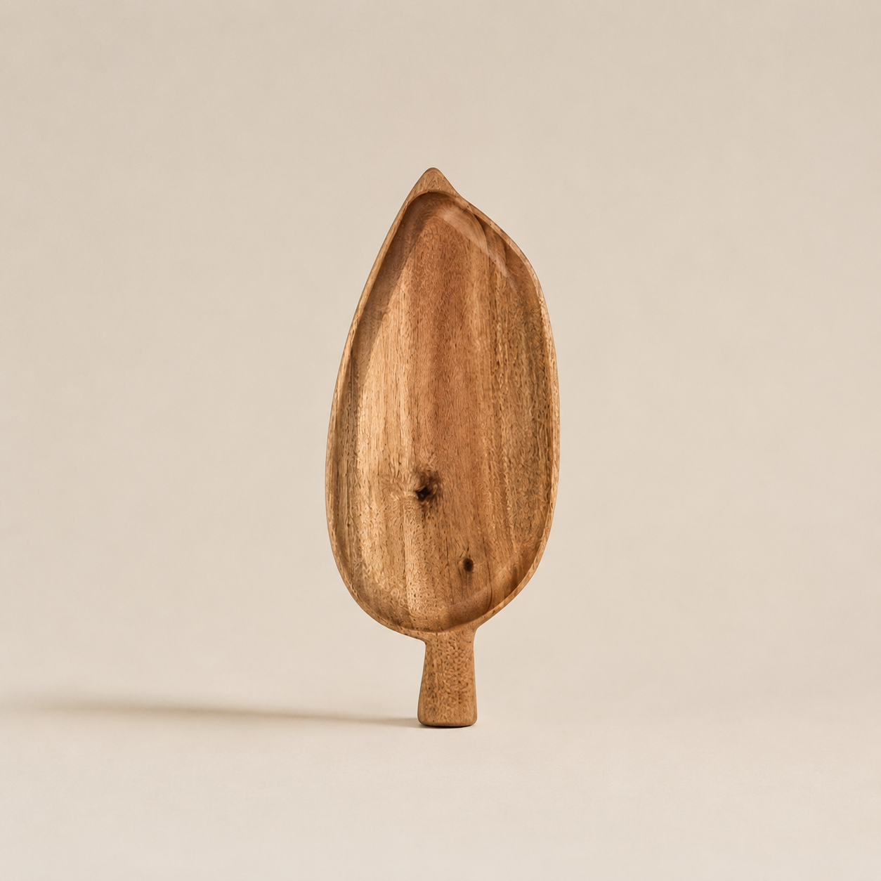 Serving Plate Leaf Shaped Wooden Natural Finish Platter