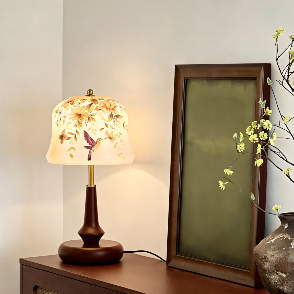 Chatsworth Hummingbird Glass Shade Table Lamp