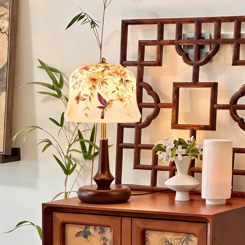 Chatsworth Hummingbird Glass Shade Table Lamp