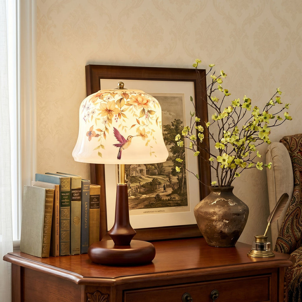 Chatsworth Hummingbird Glass Shade Table Lamp