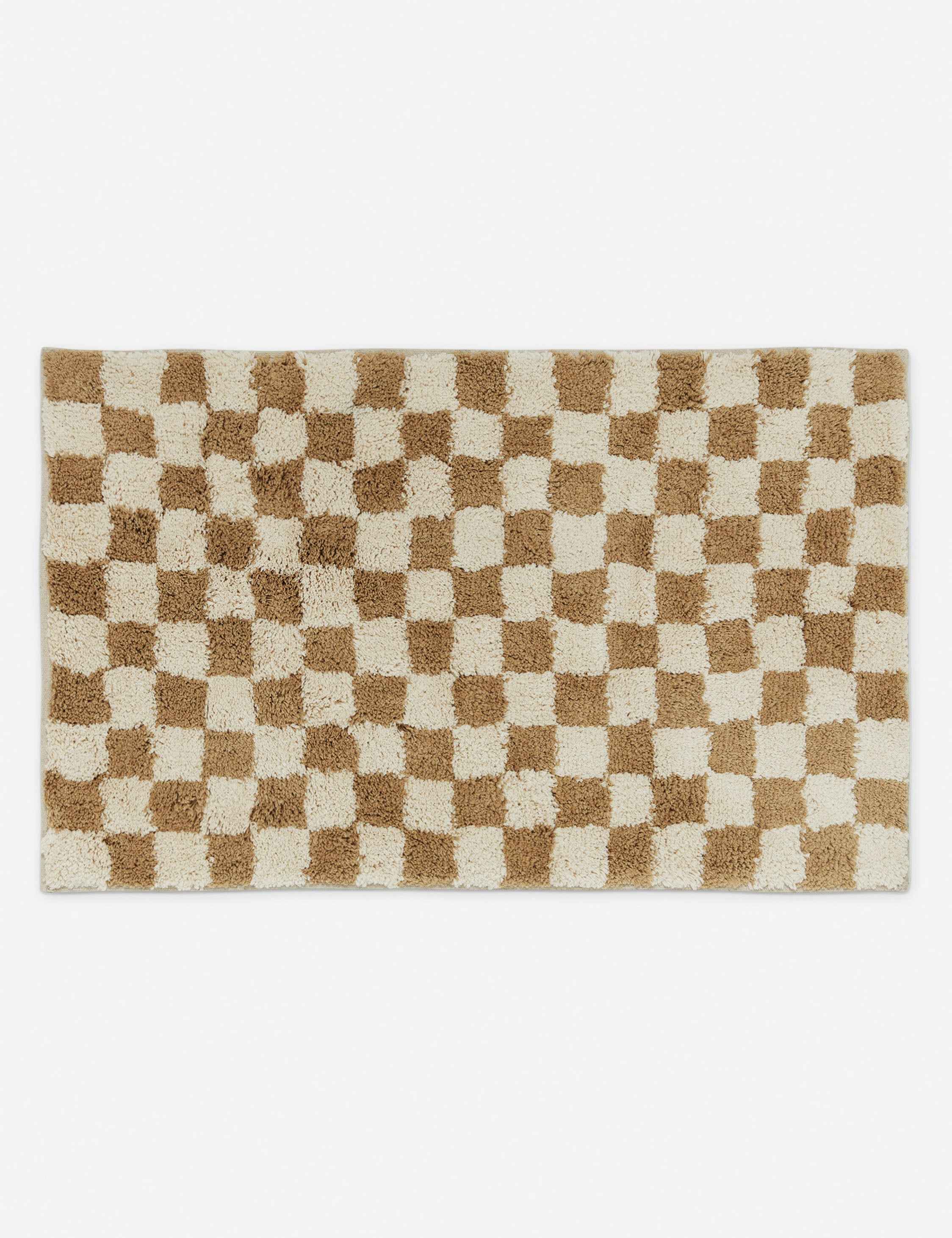 Bello Checkerboard Bath Mat | Two-Tone Hand-Drawn Design