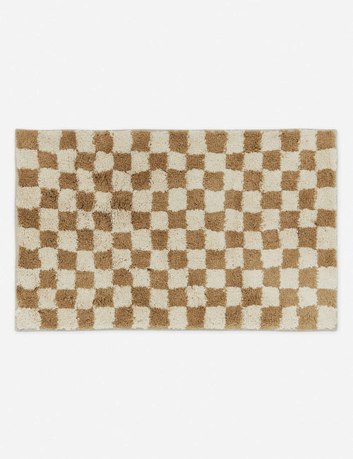 Bello Checkerboard Bath Mat | Two-Tone Hand-Drawn Design