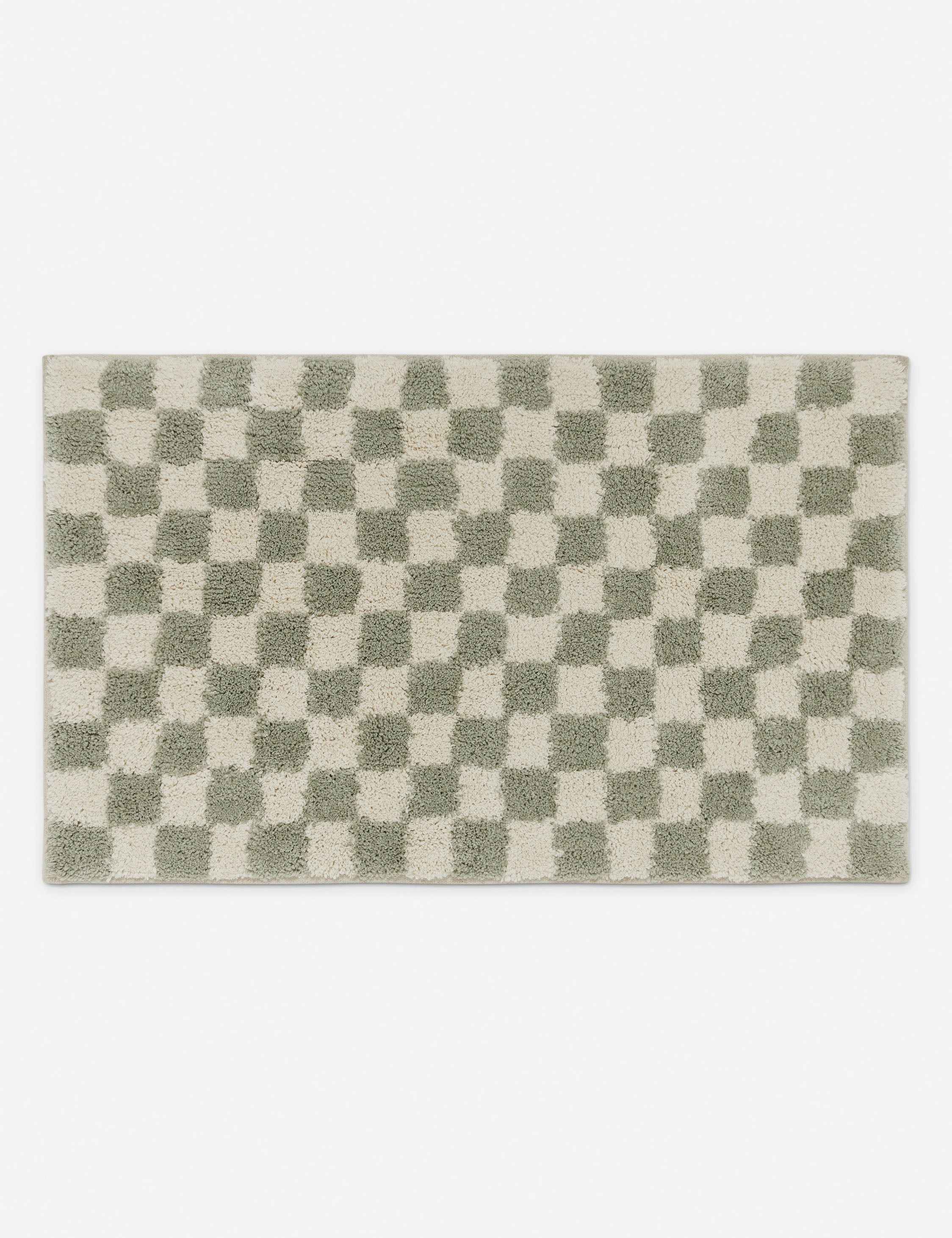 Brix Checkerboard Bath Mat | Two-Tone, Hand-Drawn Pattern