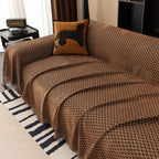 ChenilleHeart: Sofa Cover with Zigzag Weave Pattern & Elegant Fringe Decoration – for Sofa & Armchair