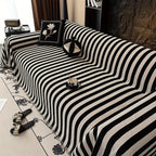 ChenilleStyle: Sofa cover in modern striped design in black and white for cozy comfort – for sofa and living area