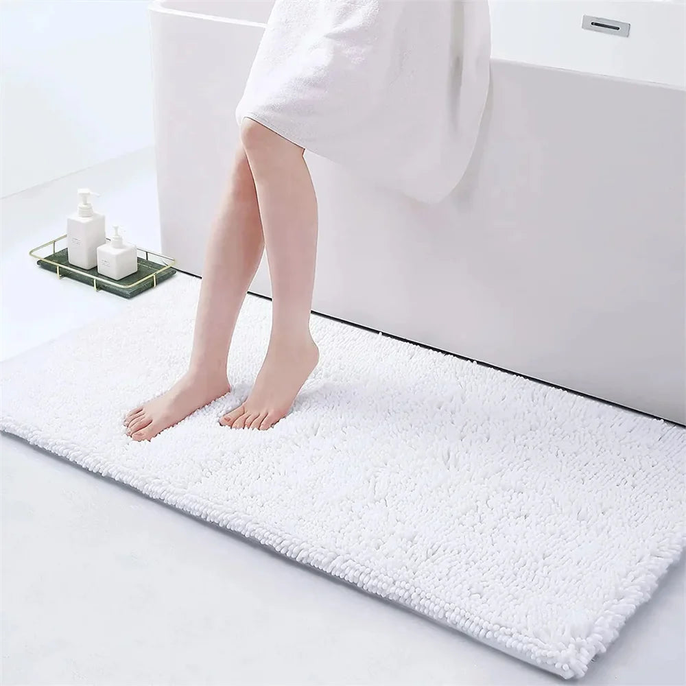 Bath Mat Chenille Non Slip Washable Bathroom Rug