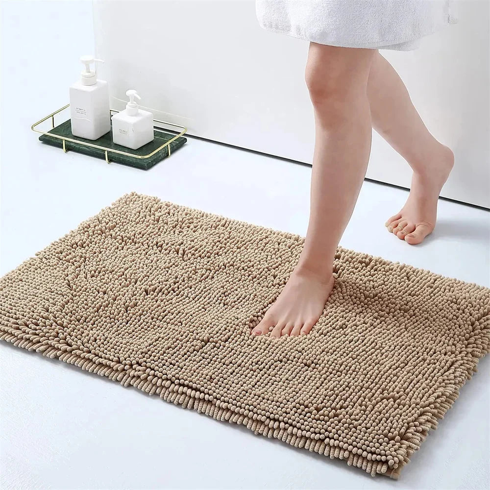 Bath Mat Chenille Non Slip Washable Bathroom Rug