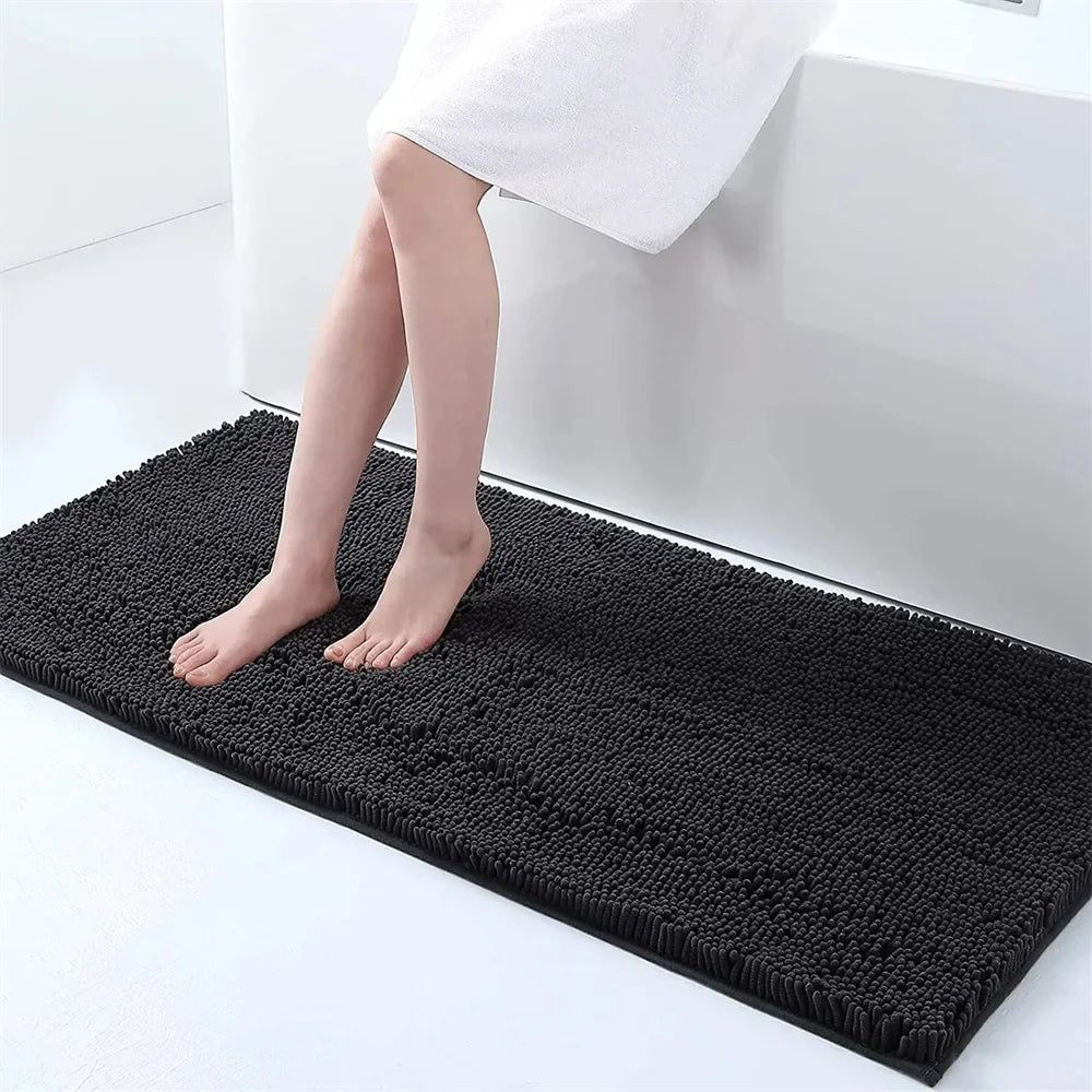Bath Mat Chenille Non Slip Washable Bathroom Rug
