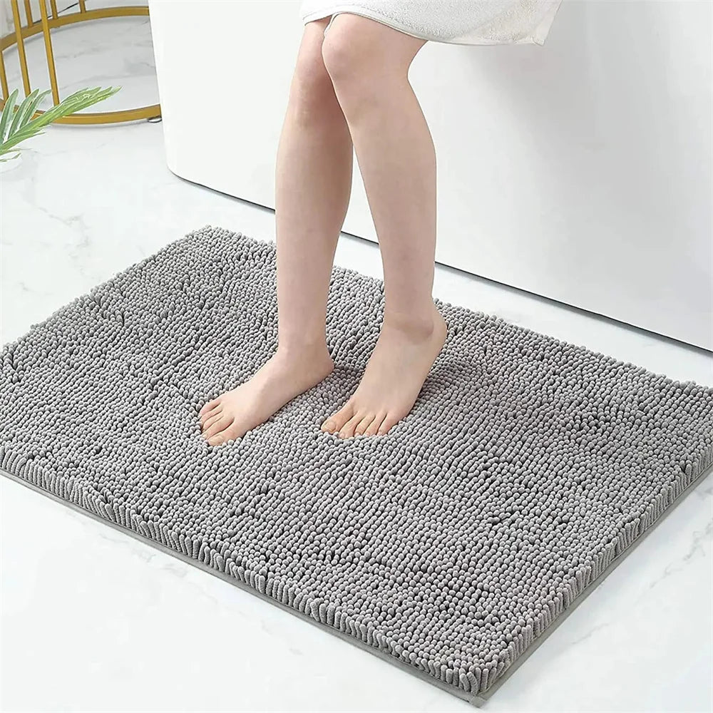 Bath Mat Chenille Non Slip Washable Bathroom Rug
