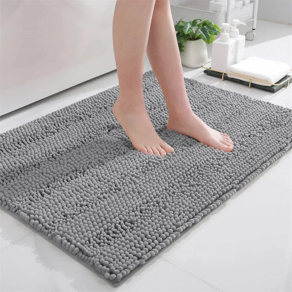 Bath Mat Chenille Non Slip Washable Bathroom Rug